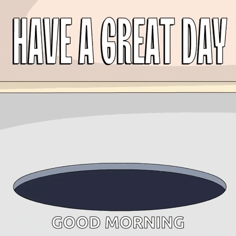 a picture of a penguin with the words have a great day good morning