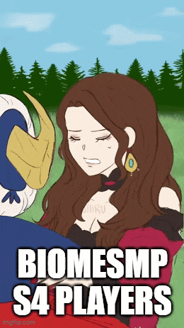 a cartoon of a woman with the words biomesmp s4 players written on it