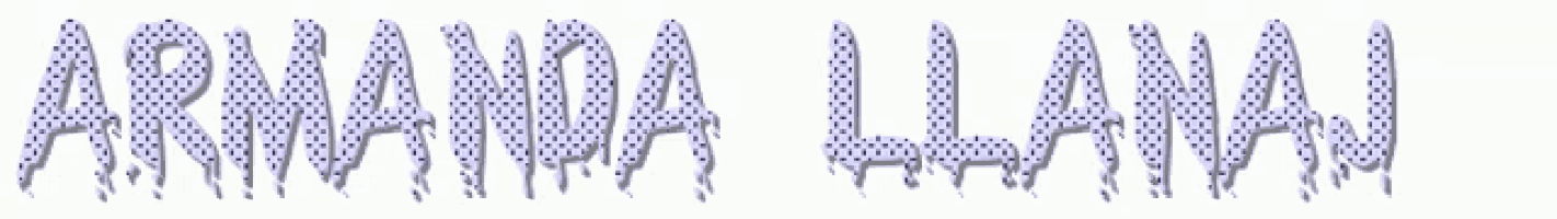 the name amanda llama is written in purple knitted lettering