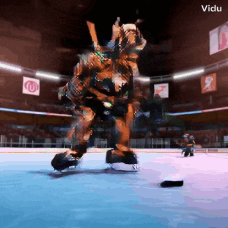a hockey game is being played in a stadium with the word vidu in the corner