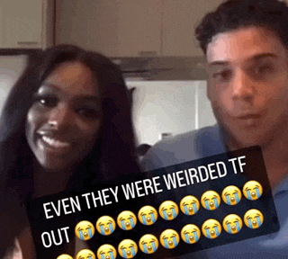 a picture of a man and a woman with a caption that says even they were weirded tf