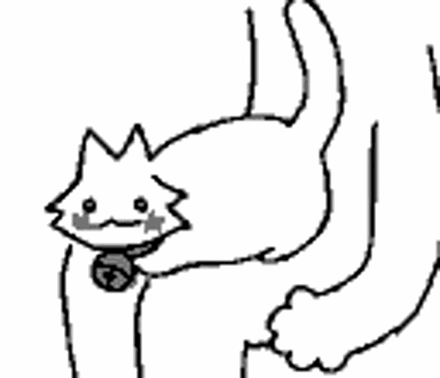 a black and white drawing of a cat with wings on its back .