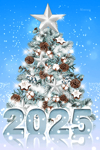 a christmas tree with a star on top and the year 2025