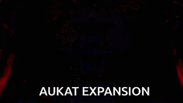 a close up of a person 's face with the words ' aukat expansion ' written on the bottom .