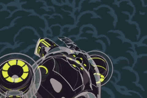 a cartoon drawing of a robot with a yellow light on his head