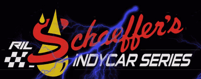 a logo for schaeffer 's indycar series with lightning strikes