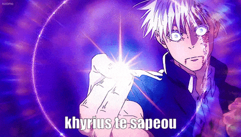 a purple background with a person 's face and the words khyrius te sapeou written on it