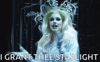 a woman in a costume says " i grant the starlight "
