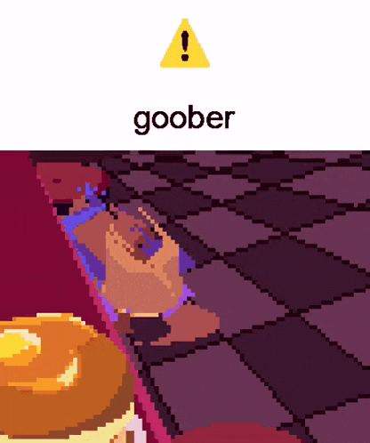 a pixel art drawing of a cowboy with the word goober on the bottom