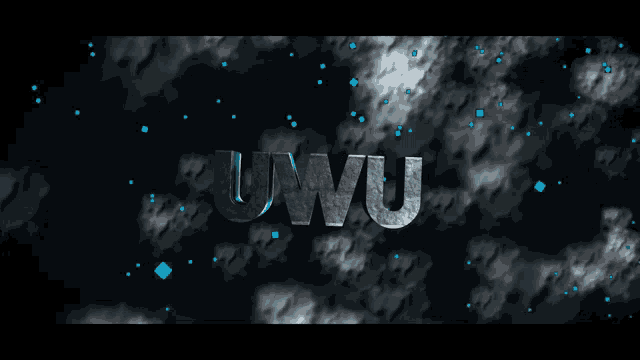 the word uwu is on a dark background