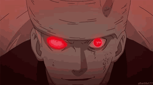 a close up of a person 's face with red eyes and the words afterlife177 below it