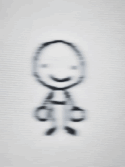 a black and white drawing of a smiling face with a s on it