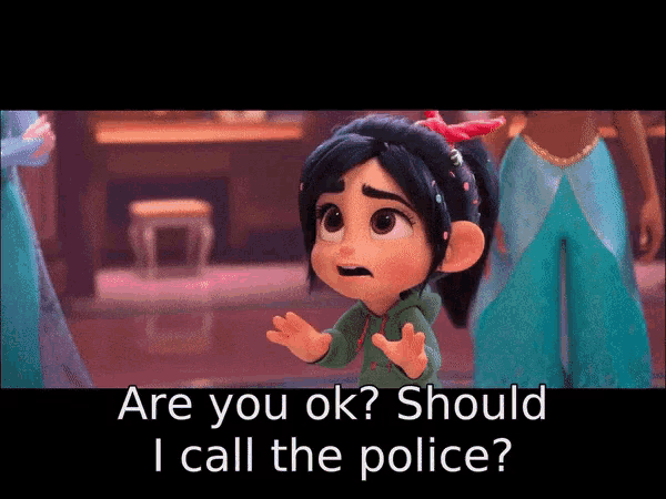 a cartoon character is asking if she should call the police