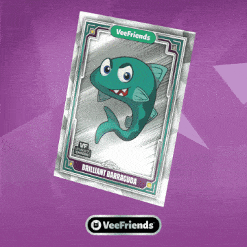 a veefriends card with a cartoon fish on it
