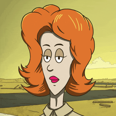 a cartoon drawing of a woman with red hair has her eyes closed