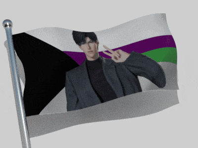 a flag with a picture of a man giving the peace sign