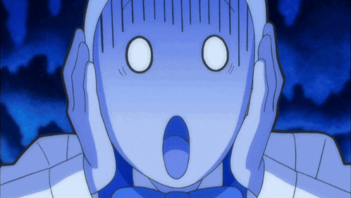 a person with a surprised expression on their face