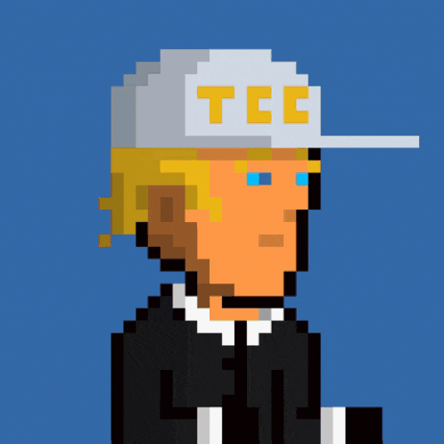 a pixel art drawing of a man wearing a helmet