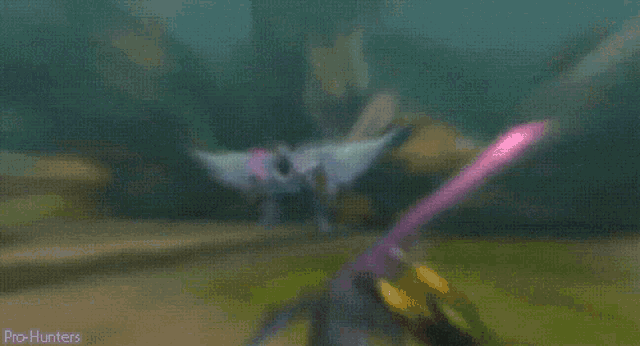 a picture of a monster with the words pro-hunters on the bottom right