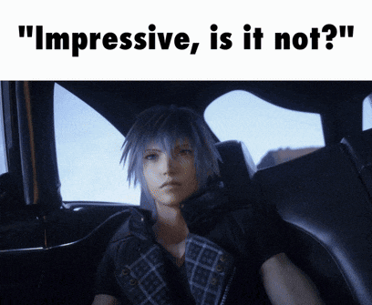 a picture of a video game character with the words " impressive is it not "