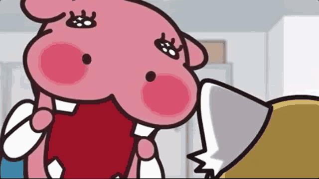 a cartoon character with a big mouth is holding a pencil
