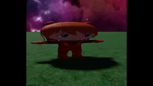 a 3d rendering of a person standing in the grass .