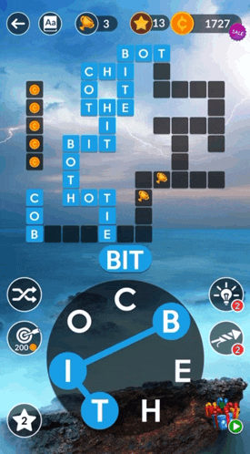 a screenshot of a crossword game with the number 13 on the top left