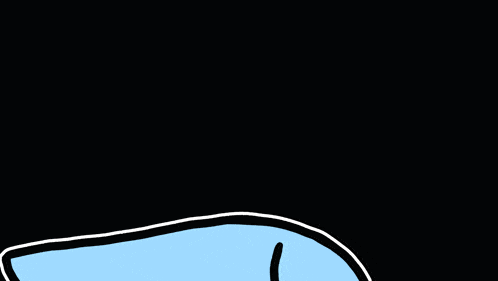 a drawing of a blue and pink bird with a cross on its face