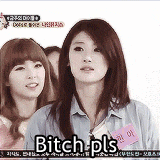 a group of girls are standing next to each other and one of them is saying bitch pls