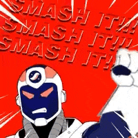 a cartoon of a robot with the words `` smash it ! ''