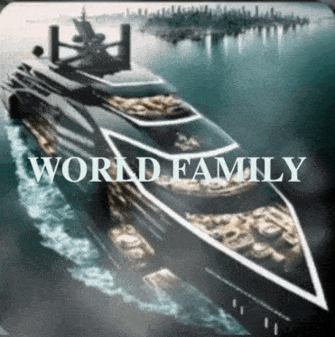 a picture of a yacht with the words world family on the bottom