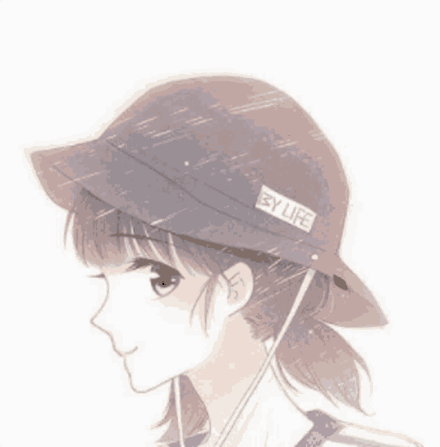 a girl is wearing a hat that says by life