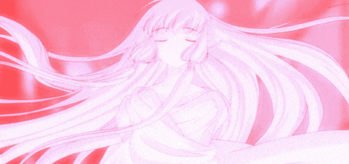 a girl with long white hair is wearing headphones and has her eyes closed