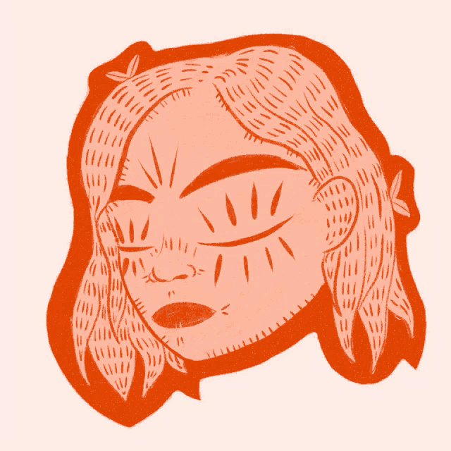 a drawing of a woman 's face has a red border around it