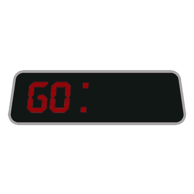 a digital clock with the word time in red letters