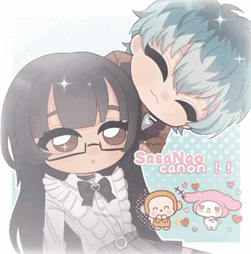 a drawing of a boy and a girl with sasaneo canon written on it