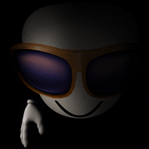 a cartoon character wearing sunglasses with a smile on his face