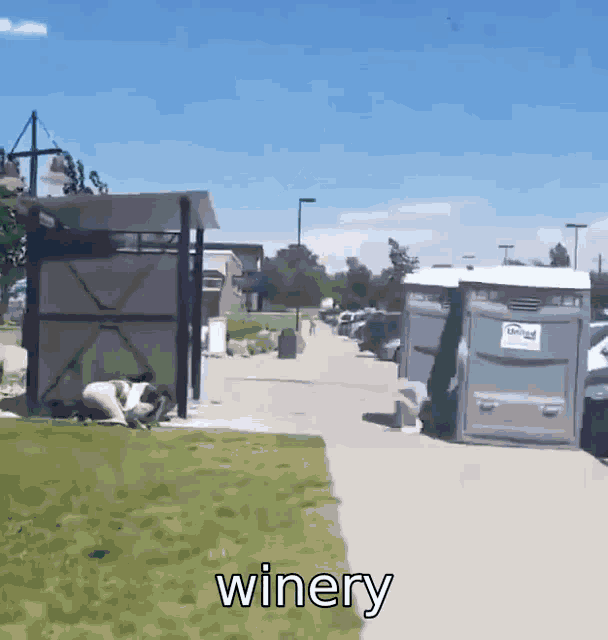 the word winery is on the side of a building