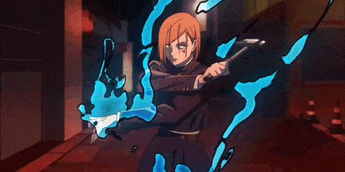 a cartoon character is holding a sword in her hand and surrounded by water .