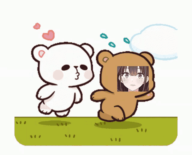 a teddy bear with a picture of a girl on it 's head