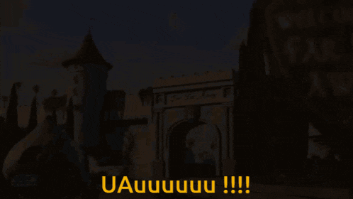 a horse drawn carriage is in front of a castle that says " the far away " on it