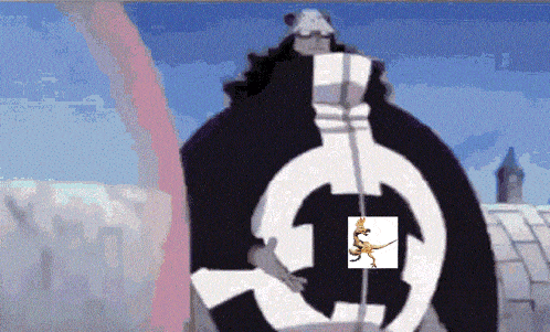 a cartoon drawing of a man with a white circle around his chest