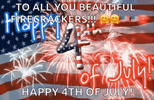a happy 4th of july greeting card with fireworks and the american flag