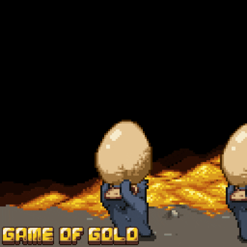 a pixel art drawing of a dragon and the words game of gold