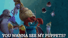 a group of sea creatures with the words you wanna see my puppets below them