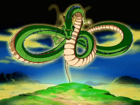 a green and white dragon is flying over a green hill