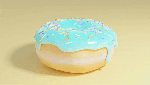 a donut with blue frosting and colorful sprinkles