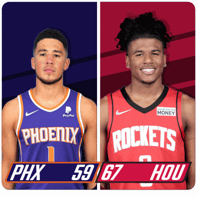 two basketball players from the phoenix and rockets