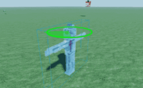 a computer generated image of a cross in a grassy field