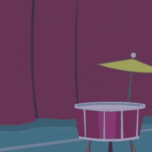 pinkie pie from my little pony is playing a drum in a cartoon .